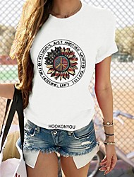 cheap -2022 foreign trade july 4th american independence day round neck plus size female short sleeve sunflower sunflower print