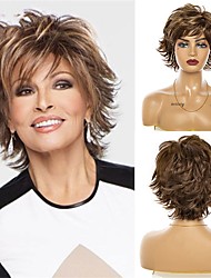 cheap -Women Wig 2 Tones Light Brown Ombre Short Layered Curly Hair Puffy Bangs Heat Resistant 2 Color Available