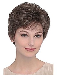 cheap -Short Brown Pixie Wig Synthetic Layered Cosplay Hair Full Wigs for White Women