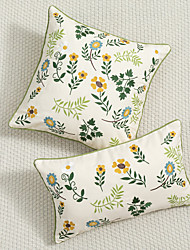 cheap -100% Cotton Embroidery Plant Leaves Flower Sofa Farm House Cushion Cover 1 Piece