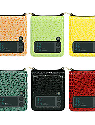 cheap -Phone Case For Samsung Galaxy Flip Z Flip 3 Flip Crocodile Skin Prints PU Leather