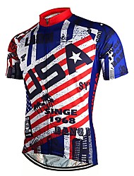 cheap -21Grams® Men&#039;s Short Sleeve Cycling Jersey American / USA Bike Top Mountain Bike MTB Road Bike Cycling Red Spandex Polyester Breathable Quick Dry Moisture Wicking Sports Clothing Apparel / Athleisure