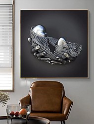 cheap -Wall Art Canvas Prints Posters Painting Silver Metal Palm Baby Sculpture Artwork Picture Home Decoration Décor Rolled Canvas No Frame Unframed Unstretched