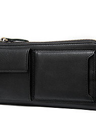 cheap -Men&#039;s Leather Bag Clutch Mobile Phone Bag Nappa Leather Cowhide Zipper Daily Black