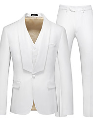 cheap -White Black Men&#039;s Wedding Suits 3 pcs Solid Colored Tailored Fit Single Breasted One-button 2022