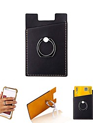 cheap -Premium PU Leather Phone Card Holder Stick On Wallet with Ring Kickstand for iPhone and Android Smartphones