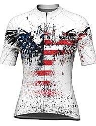 cheap -21Grams® Women&#039;s Short Sleeve Cycling Jersey American / USA Bike Top Mountain Bike MTB Road Bike Cycling White Spandex Polyester Breathable Quick Dry Moisture Wicking Sports Clothing Apparel
