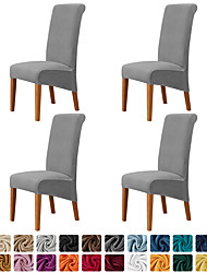 cheap -4 Pcs Velvet Plush Dining Chair Covers, Stretch Chair Cover, Spandex High back Chair Protector Covers Seat Slipcover with Elastic Band for Dining Room,Wedding, Ceremony, Banquet