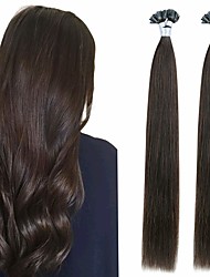 cheap -Fusion / U Tip Hair Extensions Remy Human Hair 50 Pieces Pack Straight Dark Brown Hair Extensions / Daily Wear / Party