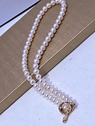 cheap -1pc Long Necklace Pearl Necklace For Women&#039;s Pearl White Street Gift Formal Freshwater Pearl 14K Gold Plated Classic Joy / Bead Necklace