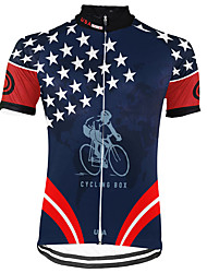 cheap -21Grams® Men&#039;s Short Sleeve Cycling Jersey American / USA Stars Bike Top Mountain Bike MTB Road Bike Cycling Dark Blue Spandex Polyester Breathable Quick Dry Moisture Wicking Sports Clothing Apparel