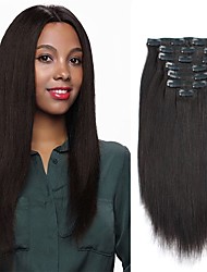 cheap -Real Remy Thick Yaki Straight Clip In Hair Extensions Black for African American Relaxed Hair 7 Pieces 120 Gram Per Set 10-26 Inch