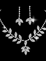 cheap -Women&#039;s Bridal Jewelry Sets Classic Leaf Precious Classic Sweet Imitation Diamond Earrings Jewelry White For Wedding Gift Two-piece Suit