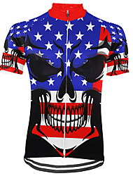 cheap -21Grams® Men&#039;s Short Sleeve Cycling Jersey Skull American / USA Bike Top Mountain Bike MTB Road Bike Cycling Blue Spandex Polyester Breathable Quick Dry Moisture Wicking Sports Clothing Apparel