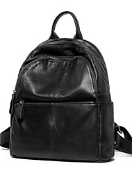 cheap -Unisex Leather Bag Backpack Laptop Bag Mobile Phone Bag Sling Shoulder Bag Nappa Leather Cowhide Zipper Daily Outdoor Black
