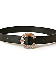 cheap -Women&#039;s PU Buckle Belt PU Leather Metal Bucke Geometric Glitter Shine Classic Party Wedding Black