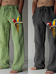 cheap -Men&#039;s Fashion Designer Straight Trousers 3D Print Elastic Drawstring Design Front Pocket Pants Casual Daily Graphic Prints Bird Comfort Soft Mid Waist Green Dark Gray S M L XL XXL / Animal