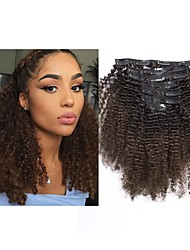 cheap -Curly Clip in Hair Extensions Real Remy Human Hair Extensions Afro Kinky Curly Clip in 4B 4C Natural Black Hair Extensions with 17 Clips 120G Full Head 10 inch #T1B/4 AC