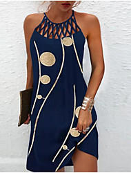 cheap -Women&#039;s A Line Dress Knee Length Dress Leopard Blue Black Wine Dark Blue Sleeveless Print Print Summer Halter Neck Elegant 2022 S M L XL XXL 3XL 4XL 5XL