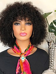 cheap -Short Kinky Curly Full Machine Wig With Bangs Scalp Top Remy Brazilian Afro Kinky Curly Human Hair Wigs For Black Women
