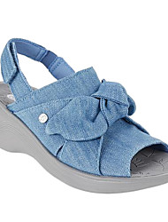 cheap -Women&#039;s Sandals Flat Heel Peep Toe Canvas Magic Tape Fall Summer Leopard Black Royal Blue