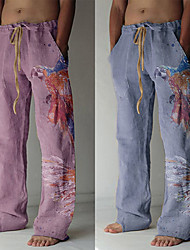 cheap -Men&#039;s Fashion Designer Straight Trousers 3D Print Elastic Drawstring Design Front Pocket Pants Casual Daily Graphic Prints Bird Comfort Soft Mid Waist Blue Purple S M L XL XXL / Animal