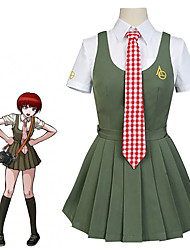 cheap -Inspired by Danganronpa Koizumi Mahiru Video Game Cosplay Costumes Cosplay Suits Solid Colored Short Sleeve Blouse Dress Tie Costumes