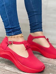 cheap -Women&#039;s Sneakers Buckle Flat Heel Round Toe Nubuck Buckle Fall Spring White Black Rosy Pink
