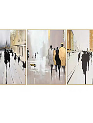 cheap -Oil Painting Hand Painted Vertical Abstract Architecture Vintage Modern Rolled Canvas (No Frame)