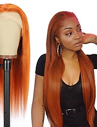 cheap -Orange Lace Front Wigs Human Hair Straight 13x4 Lace Front Wigs Glueless Human Hair Wigs for Black Women 150% Density Glueless Wig Brazilian Virgin Hair Pre Plucked with Baby Hair 16-32 Inch