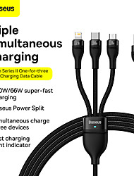 cheap -Baseus Flash Series  One-for-three Fast Charging Data Cable USB to MLC 100W 1.2m Black