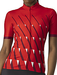 cheap -21Grams® Women&#039;s Short Sleeve Cycling Jersey Stripes Bike Top Mountain Bike MTB Road Bike Cycling Red Quick Dry Moisture Wicking Sports Clothing Apparel / Stretchy / Athleisure