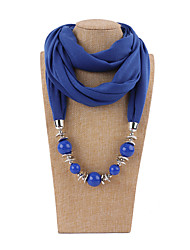 cheap -1pc Necklace Scarf Necklace For Women&#039;s Resin Blue Ivory Street Gift Beach Fabric Plastic Alloy Beads Weave