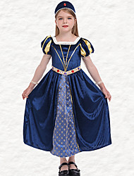 cheap -Elizabeth Dress Masquerade Princess Costume Kid&#039;s Girls&#039; Cosplay Vintage Dress Party Masquerade Queen&#039;s Platinum Jubilee 2022 Elizabeth 70 Years Festival / Holiday Polyester Blue Easy Carnival