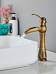 cheap -Bathroom Sink Faucet - Waterfall Nickel Brushed / Electroplated / Painted Finishes Centerset Single Handle One HoleBath Taps
