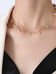 cheap -Pendant Necklace Chain Necklace Necklace Women&#039;s Geometrical Imitation Pearl Artistic Simple Fashion Vintage Cute Gold 50 cm Necklace Jewelry 1pc for Street Daily Holiday Engagement Festival Geometric