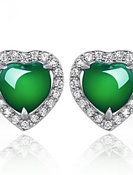 cheap -May polly  Fashion trend diamond inlaid zircon emerald Love Heart Earrings