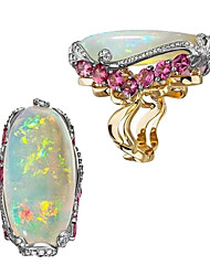 cheap -1pc Ring For Women&#039;s Synthetic Opal White 18K Gold Geometrical