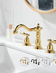 cheap -Bathroom Sink Faucet - Widespread Antique Brass / Electroplated / Painted Finishes Widespread Two Handles Three HolesBath Taps