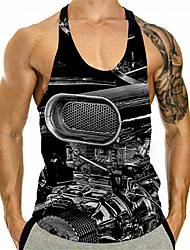 cheap -Men&#039;s Tank Top Vest 3D Print Graphic Prints Camera Crew Neck Daily Sports Print Sleeveless Tops Fashion Classic Designer Comfortable Black