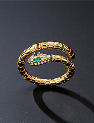 cheap -1pc full finger ring For Women&#039;s Men Women Crystal Green Halloween Street Gift Copper Vintage Style Snake