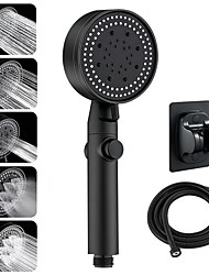 cheap -Shower Head Water Saving Black 5 Mode Adjustable High Pressure Shower One-key Stop Water Massage Eco Shower with 1.5m Hose and Punch-free Bracket Bathroom Accessories