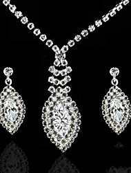 cheap -cross-border foreign trade collarbone chain luxury shiny zircon loose diamond rhinestone bridal suit wedding necklace earrings 2-piece set