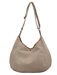 cheap -Women&#039;s Tote Shoulder Bag Canvas Buttons Zipper Solid Color Daily Outdoor Black Khaki Beige