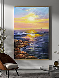 cheap -Handmade Oil Painting CanvasWall Art Decoration Abstract Knife Painting Seascape For Home Decor Stretched Frame Hanging Painting