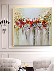 cheap -Oil Painting Hand Painted Square Still Life Floral / Botanical Modern Stretched Canvas