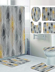 cheap -Feather Pattern Printing Bathroom Shower Curtain Leisure Toilet Four-Piece Design