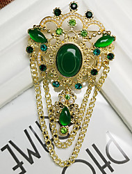 cheap -Edwardian Rococo Baroque Victorian 18th Century Brooch Pins Women&#039;s Costume Brooches Green Vintage Cosplay Party / Evening