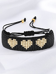 cheap -Women&#039;s Bracelet Braided Heart Fashion Trendy Glass Bracelet Jewelry Black For Party Evening Gift Beach