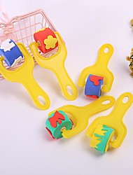 cheap -eva roller yellow plastic handle seal art supplies children&#039;s painting graffiti tools 4 pack sponge rollers